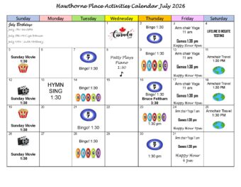 What is happening in July at Hawthorne Place