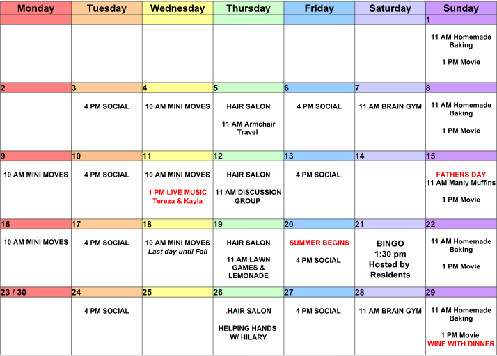 Stevenson Place Activity Calendar June