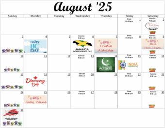 The Camelot August 2025 Activity Calendar