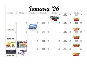 The Camelot Activity Calendar Jan 2026