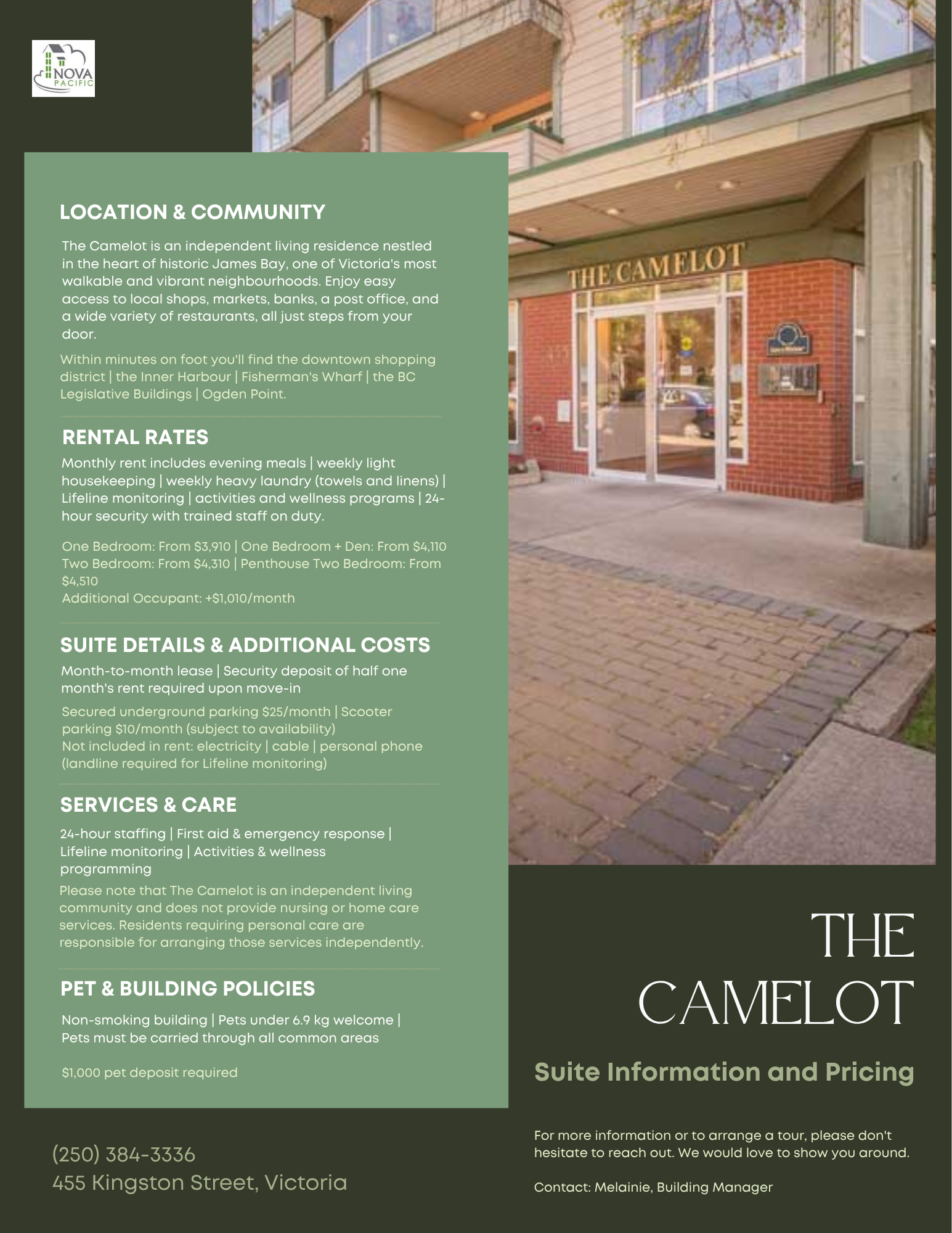 The Camelot suite information and pricing